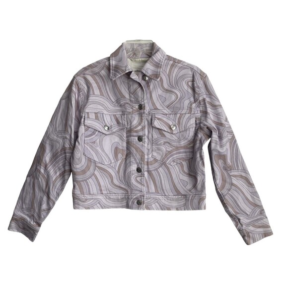 Aritzia Jackets & Blazers - NWOT Aritzia Wilfred Free Gaze Jacket Denim Swirls‎ Size XS